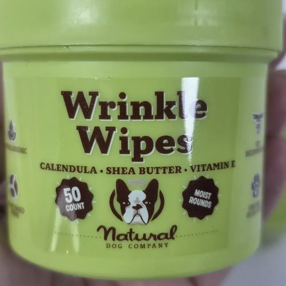 Natural Dog Company Wrinkle Wipes 50 Ct 3 Pack Calendula Shea Vitamin E